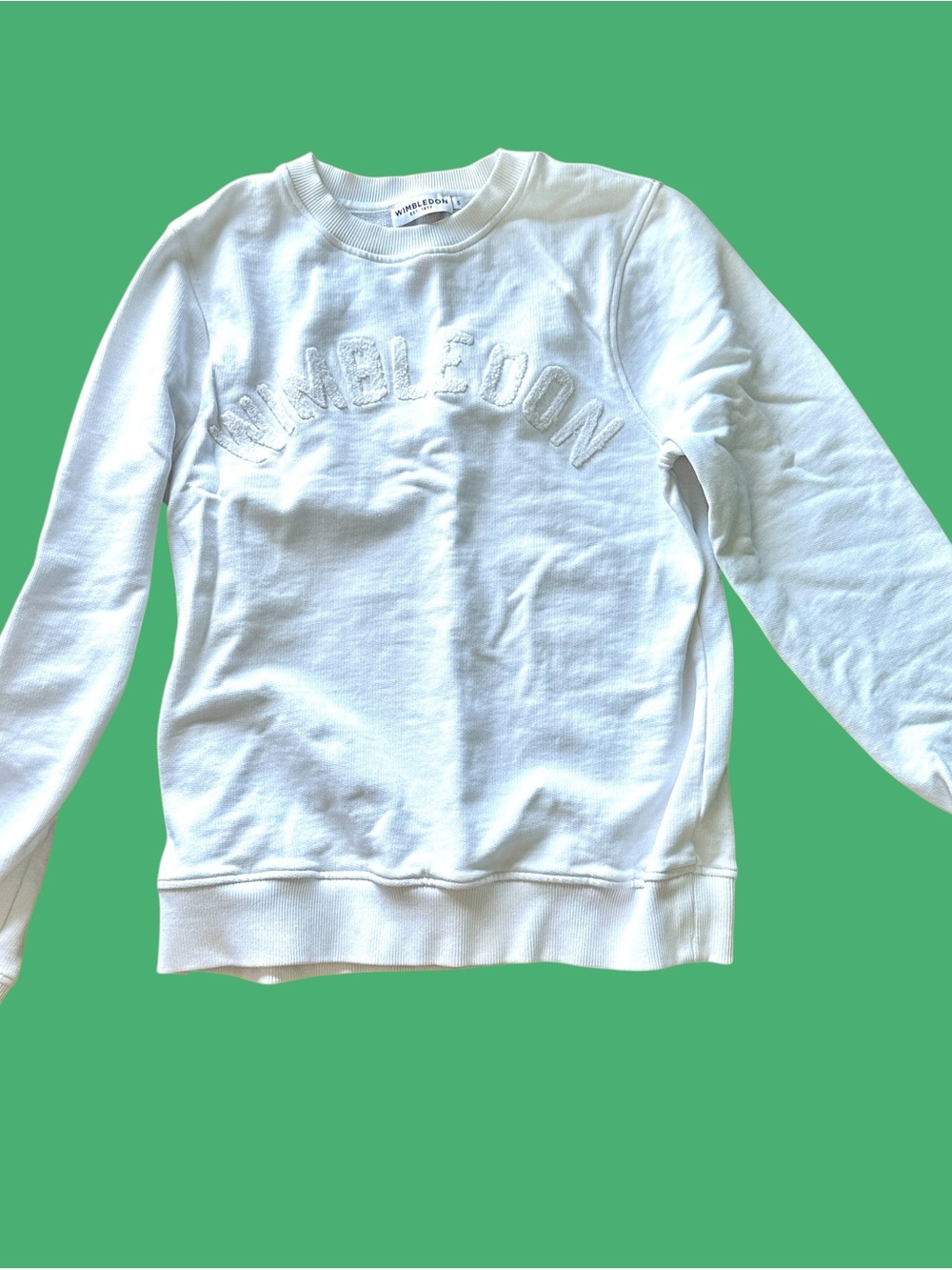 Officially licensed Wimbledon White Embroidered Crewneck Sweatshirt